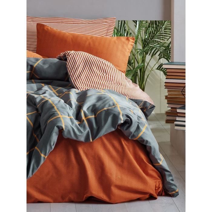 Bedding set - 1 duvet cover 220 x 240 cm + 2 pillowcases 60 x 60 cm - 100% cotton - Cinnamon