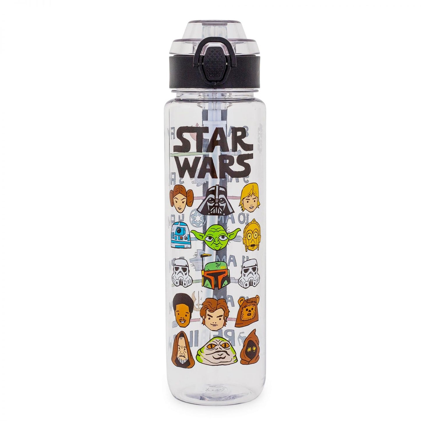 Star Wars Characters 33-Ounce Plastic Water Bottle With Timetable