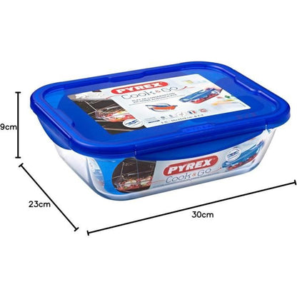 PYREX COOK & GO Rectangular preservation dish 3,3l 30x23cm + Blue lid