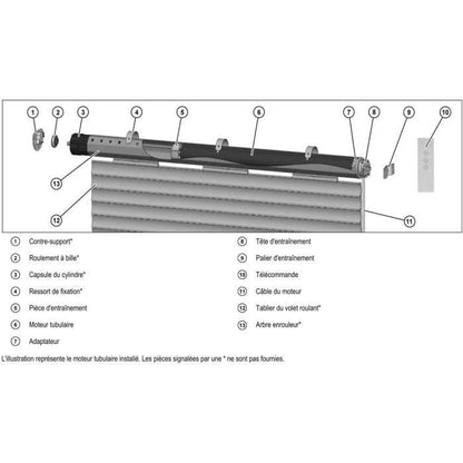 Radio roller shutter motor + remote control RM10MSB - SUPERROLLO - SR20906 - Diameter 40 mm - 10 Nm - Max. curtain weight 22 kg