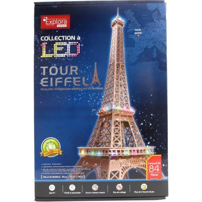 3D Light-Up Puzzle - All Eiffel - Construction Game - EXPLORA - 84 Pieces - Ages 8+