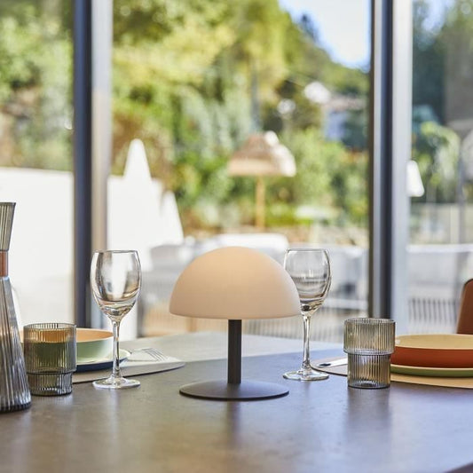 Cordless table lamp - LUMISKY - NEPTUNE ROCK - H20 cm - Steel base - Grey - Warm white and white LED
