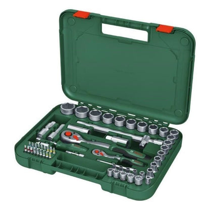 Bosch 57-piece ratchet set 1/4 + 1/2 (for various DIY projects 55 high-torque accessories Softgrip carrying case)