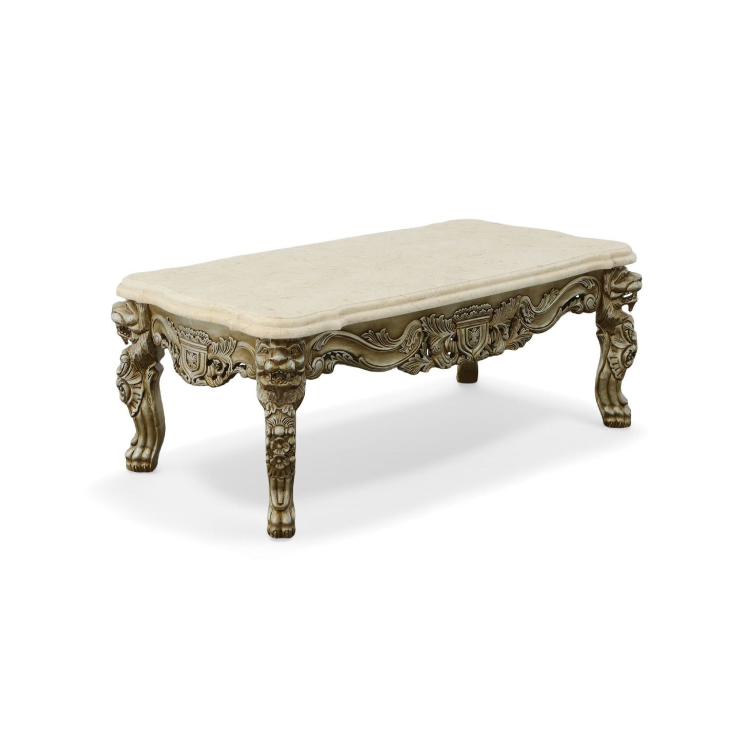 Platine Lion Coffee Table with Marble Top