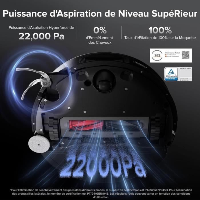 ROBOROCK Saros 10 Black - Robot Vacuum Cleaner - 22,000 Pa - DuoDivide Anti-Tangle - Ultra-thin Design - FlexiArm Brush