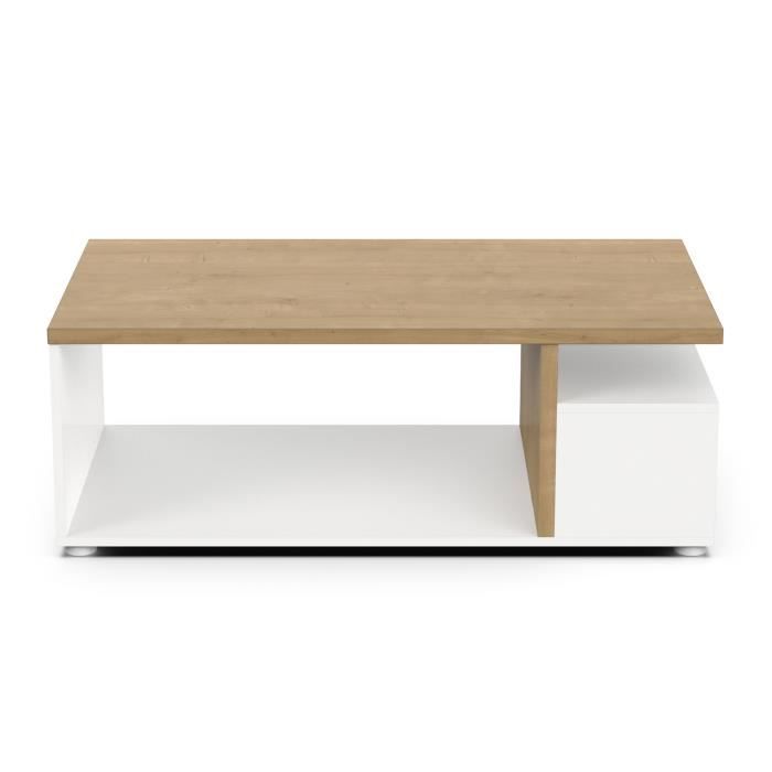 ACCESS rectangular coffee table - 3 Niches - Hamilton oak and white decor - L 91.8 x D 50 x H 36 cm - DEMEYERE