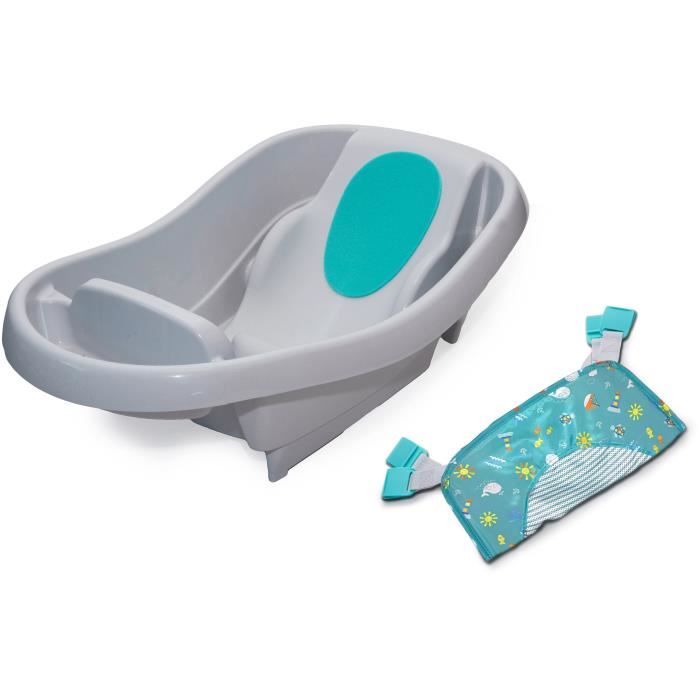 INGENUITY Baby Bathtub, Extra-Large, Comfortable, with Soft Fabric Baby Carrier, Seat Cushions, Tray, Up to 24 Months