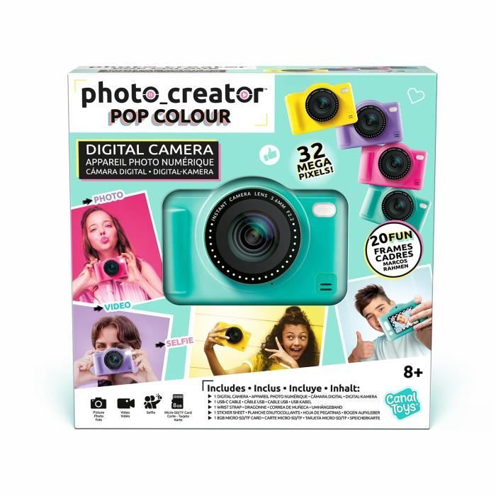 Canal Toys - Photo Creator - Pop Digital Camera Green Color - With 32GB SD card included