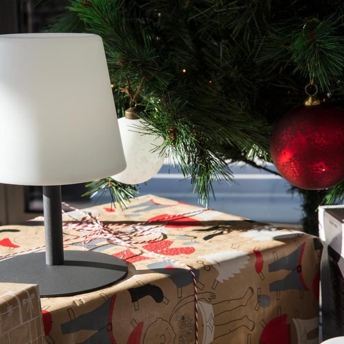 LUMISKY Cordless Standy Mini Rock LED table lamp - H 25 cm - Gray and white