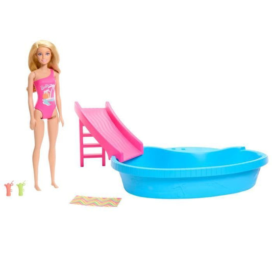 Barbie Doll and Accessories - Blonde Doll Set with Dream Pool HRJ74