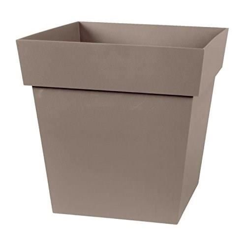 EDA Tuscan Square Flower Pot - 32 x 32 x H 32 cm - 22 L - Taupe