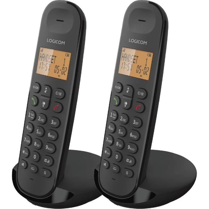 Cordless landline telephone - LOGICOM - DECT ILOA 250 DUO - Black - Without answering machine