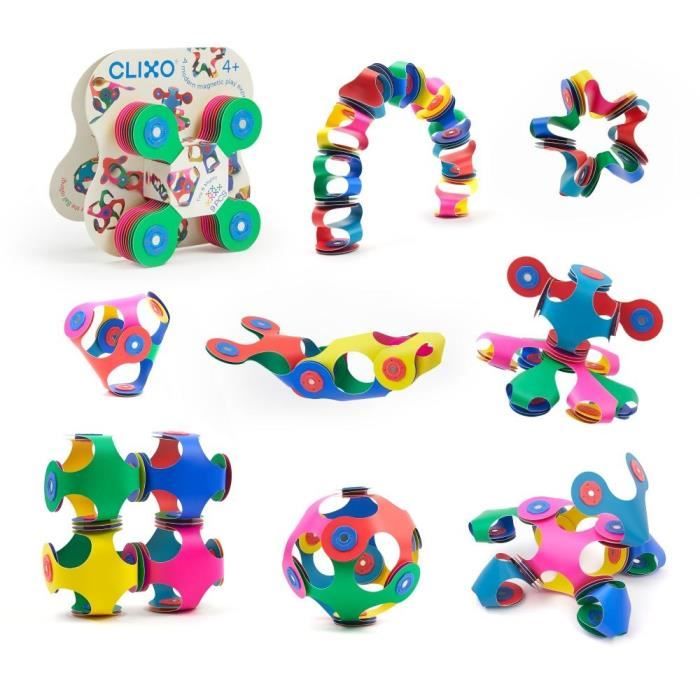 Tiny & Mighty CLIXO - GIPSY TOYS - Flexible, durable and imaginative magnetic construction set - 9 pieces - Ages 4 and up
