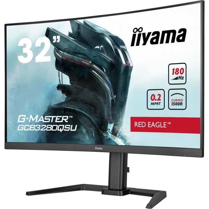 PC Monitor - IIYAMA - GCB3280QSU-B2 - 31.5 QHD - VA - 180Hz - 0.2ms - HDMI/DP/USB HUB - Adjustable stand - Curved 1500R - Black