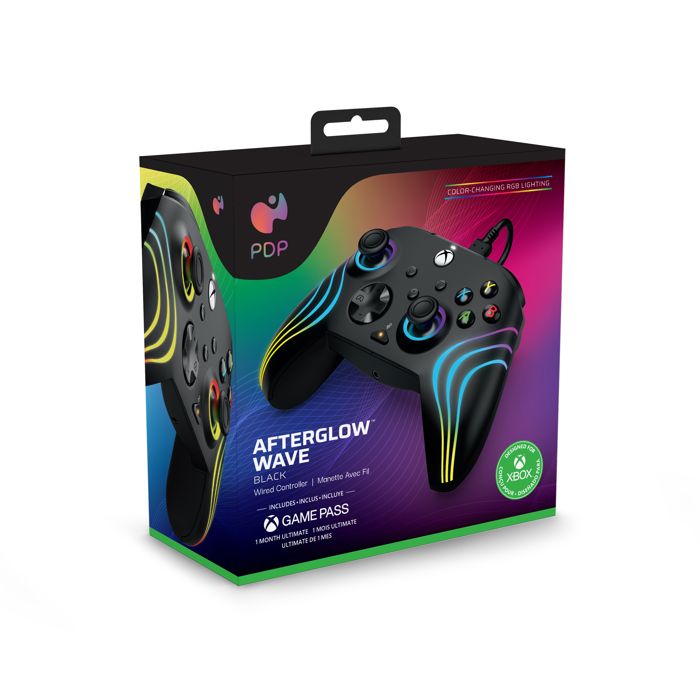 Gamepad - PDP - Afterglow Wave - Wired - Black - Customizable LED lighting