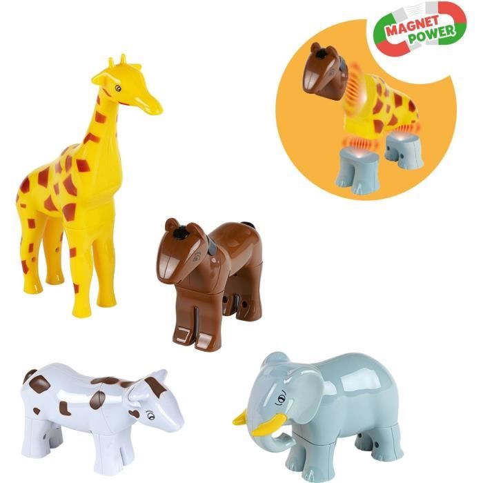 Magnetic Animals - KLEIN - 0071 - 4 Large Funny Animals Puzzle, Bag - 16 Pieces - From 12 Months