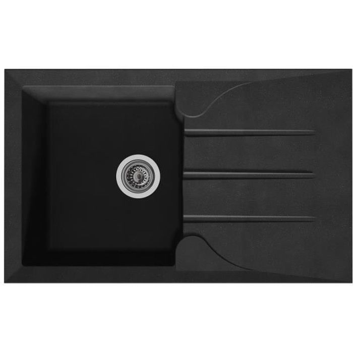Stradour Sink Kitchen EXPECTRY 1 BAC + 1 ALAA DRAUTER - Resin - 81 x 50 cm - Black