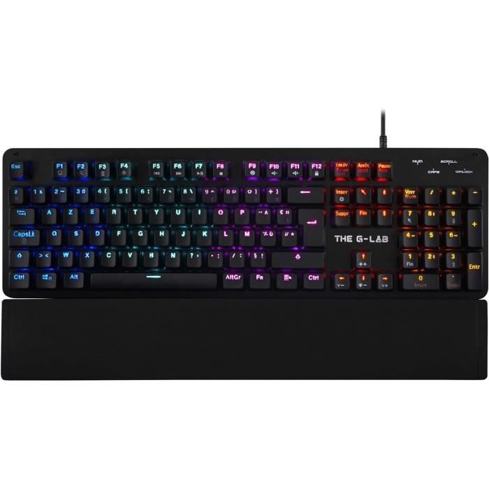 THE G-LAB Gaming Carbon Backlit mechanical keyboard - Switch Blues - Wrist rest - FR