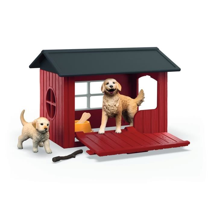 Golden Retriever Kennel Set, SCHLEICH 42722 Farm World, Ages 4 and up