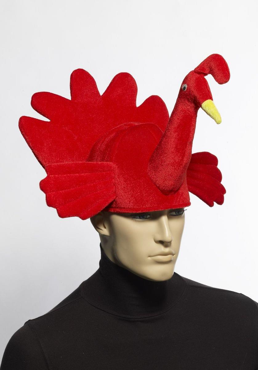 Plush Red Turkey Costume Hat Adult One Size