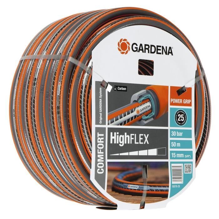 Gardena Comfort Highflex watering pipe-Length 50m-Ø15mm-Anti-node and non-deformable-20 years warranty (18079-26)