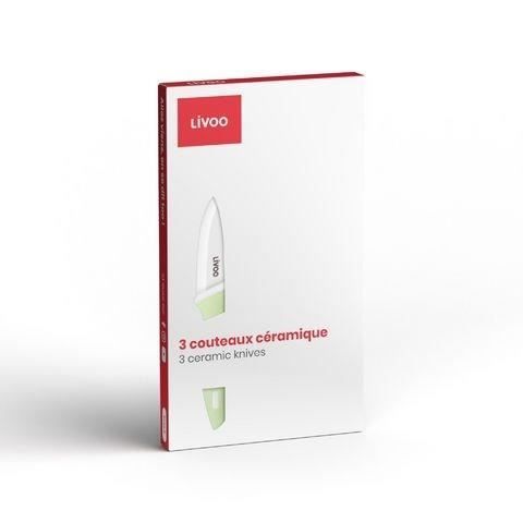 3-piece knife block - LIVOO - MEC137 - 7.5 / 10 / 12.5 cm - Ceramic blade - Dishwasher safe