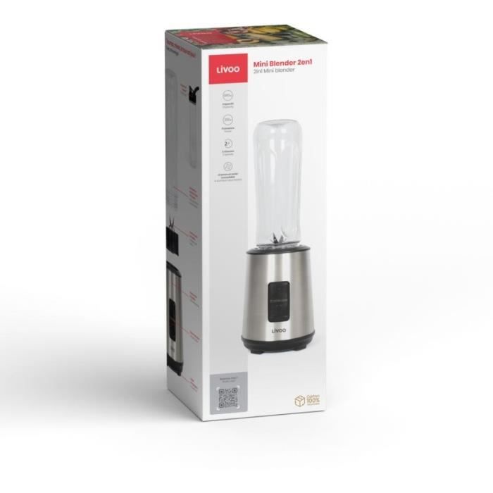 Mini blender - LIVOO - DOP240 - 600 ml - 300 W - Stainless steel / Black
