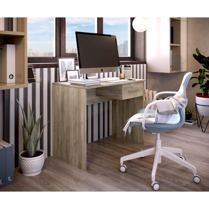 Small oak drawer desk - Oak melamine - 90 x 50 x 74 cm