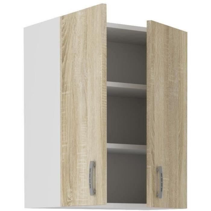 SARA high cabinet - 2 doors - Sonoma oak decor - L60xD31xH71.5 cm - Made in Poland
