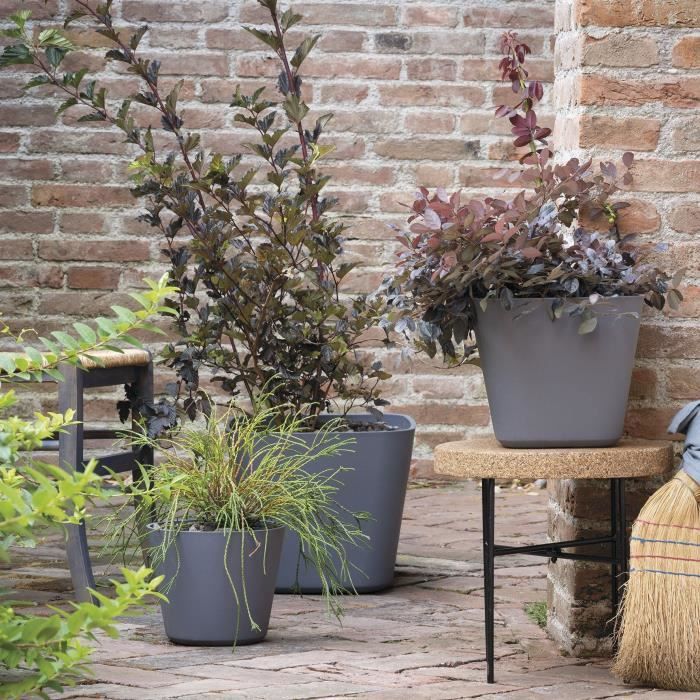Square flower pot - DEROMA - Origin - 12 L - Grey
