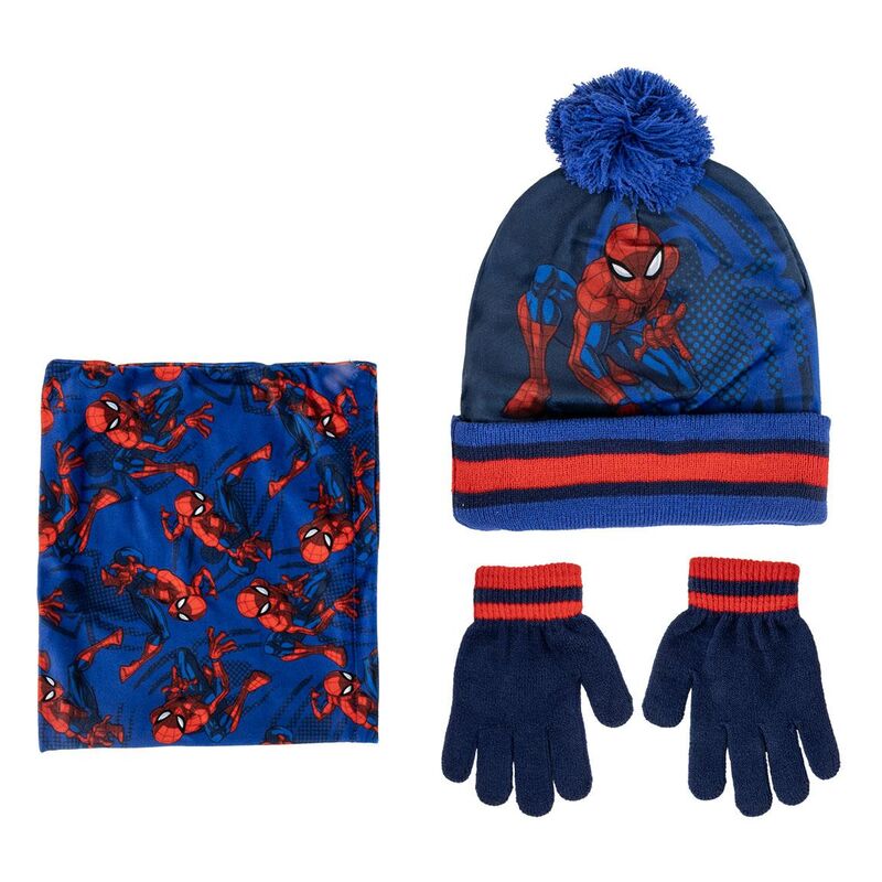 Marvel Spiderman winter set snood hat gloves