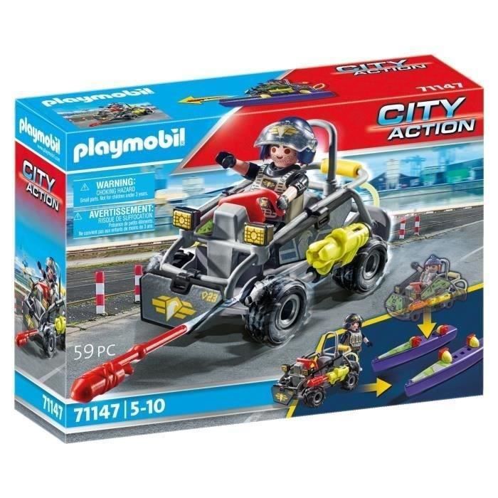 PLAYMOBIL 71147 Transformable Bandit Quad, Police Elite Unit, City Action, Ages 5 and up