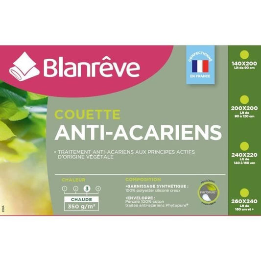 BLANREVE Percale warm duvet - Anti-mites - 350g / m² - 240x260cm