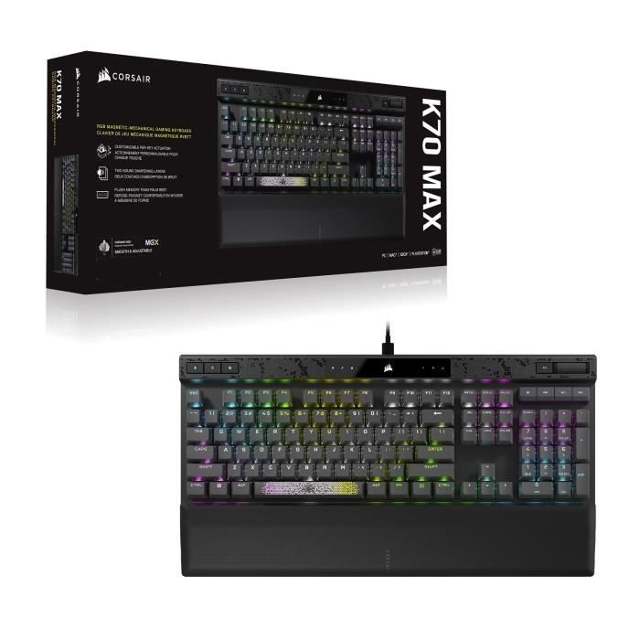Magnetic-mechanical Gaming Keyboard - CORSAIR - K70 MAX RGB - PBT Keys - Black - (CH-910961G-FR)