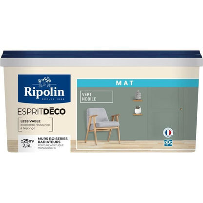 Interior wall decoration paint - Matt noble green - RIPOLIN - 2.5 L
