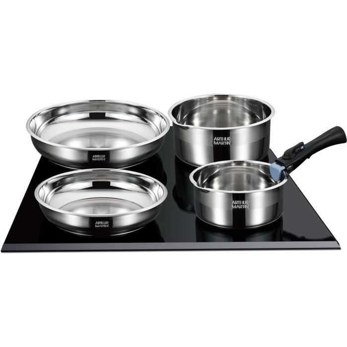 Induction cookware set - Arthur Martin - AM2238 - Stainless steel - 10 pieces - Removable handle - All hobs including induction