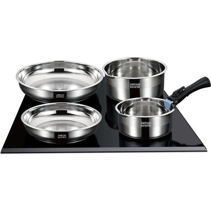 Induction cookware set - Arthur Martin - AM2238 - Stainless steel - 10 pieces - Removable handle - All hobs including induction