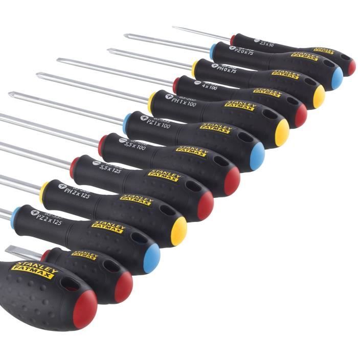12 Piece Screwdriver Set - STANLEY FATMAX - FMHT65426-0 - Electrician + Mechanic + Phillips + Pozidriv