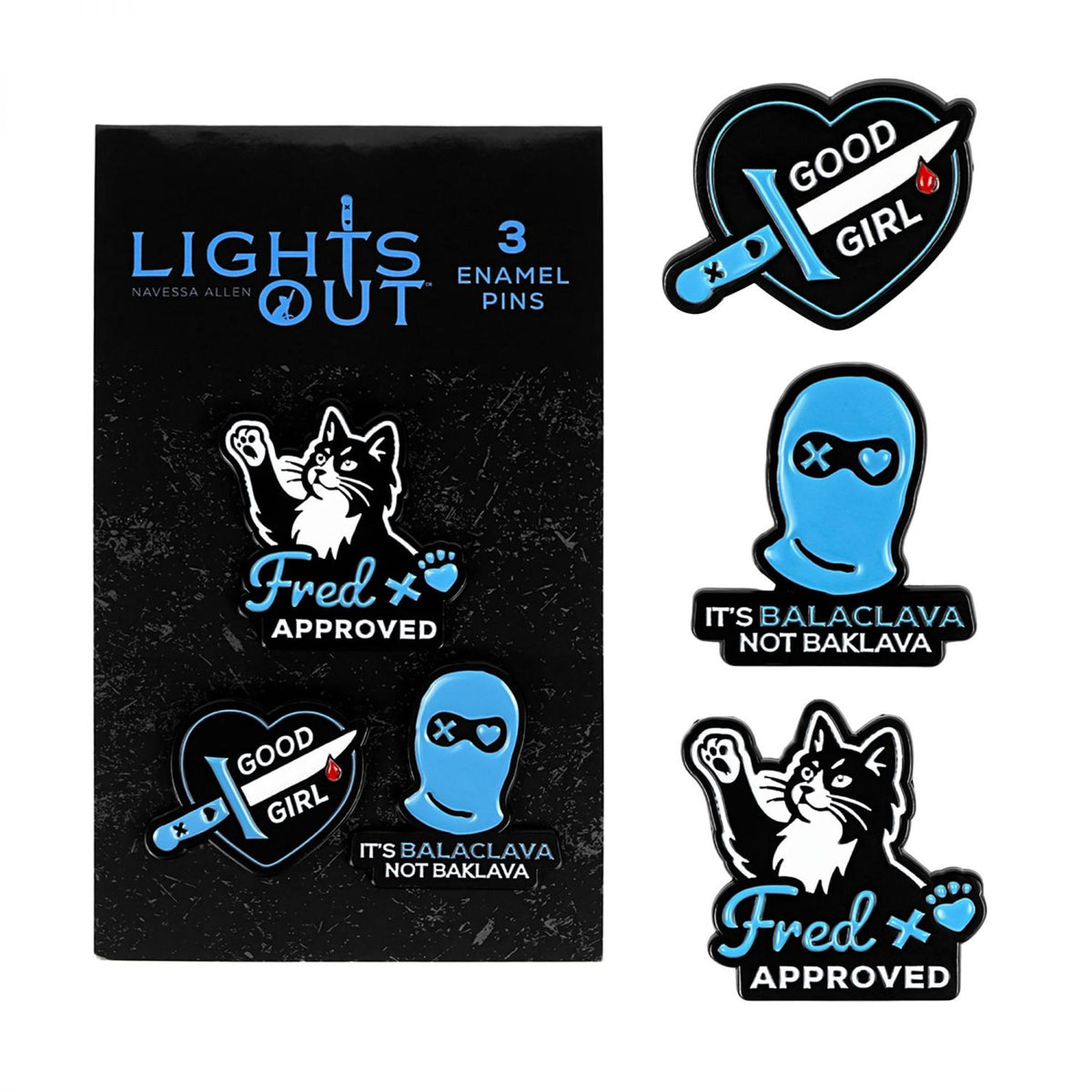 Lights Out Enamel Pin 3-Pack