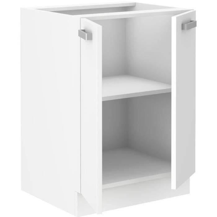 ATLAS Low cabinet with 2 doors - White decor - L60cm - Sold without worktop