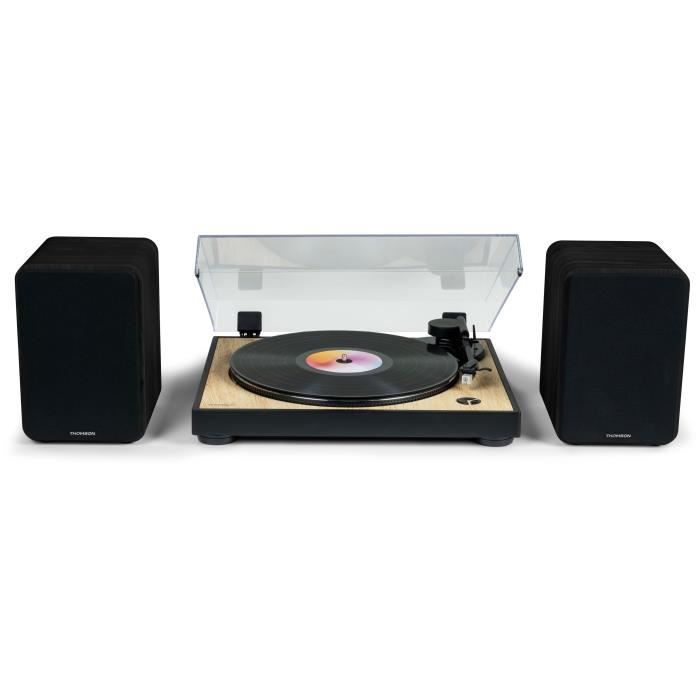 THOMSON WS600DUO - Set of 2 speakers with wooden box - 100W - Bluetooth 5.0 - 2 RCA outputs - Black