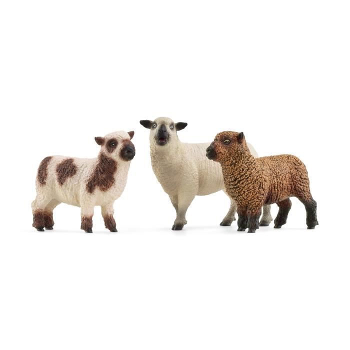 Sheep Trio Figurine, for Children from 3 Years Old, 5 x 19 x 11 cm - Schleich 42660 FARM WORLD