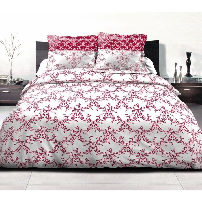 Duvet set 240x260 cm HOME LINGE PASSION FRISE: Duvet cover + 2 pillowcases - 100% Cotton 57 thread count - Burgundy
