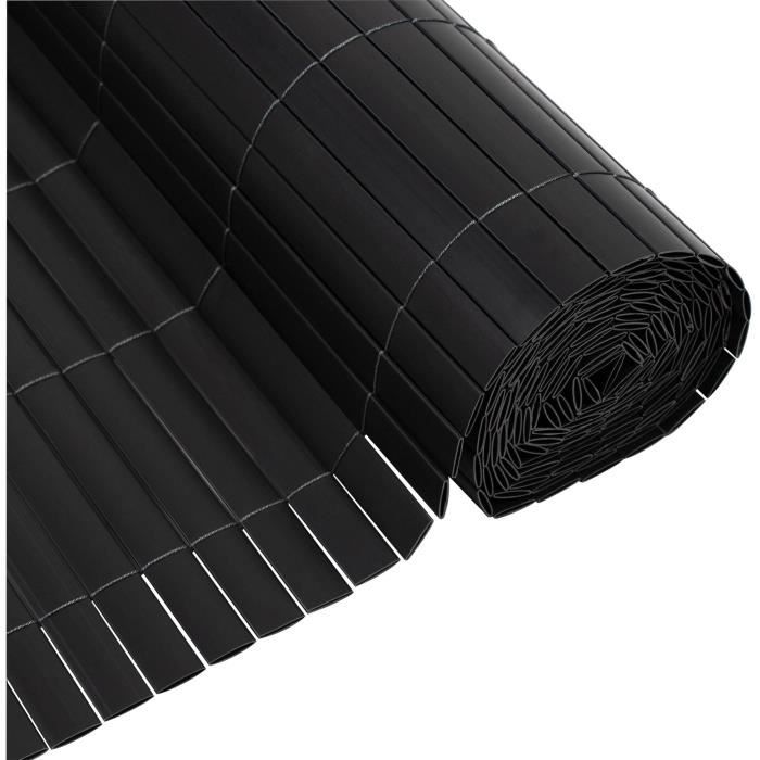 Double-sided PVC reed screen - NATURE - 1 x 3 m - 1600 g/m² - Blackout 4/5 - Anti-UV - Anthracite