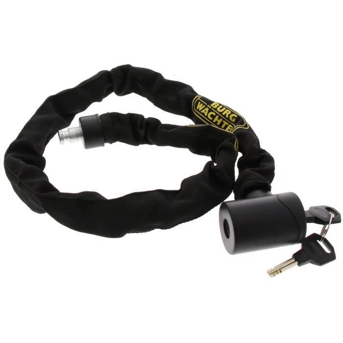 Bike chain lock - BURG WACHTER - 580 90 BLACK - 6 mm steel - High resistance textile - 2 keys