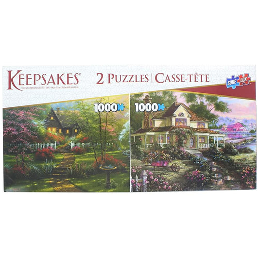 Set of 2 Keepsakes 1000 Piece Jigsaw Puzzles | Colorful Cottages