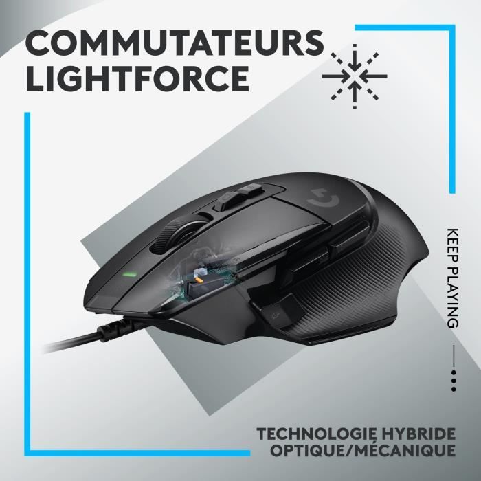 Logitech - G502 x Small Gaming Wireless - LightForce Primary Hybrid Optical -Mechanic Pimples, Gaming Hero 25K Sensor - Black