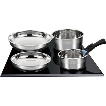 Induction cookware set - Arthur Martin - AM4485 - Stainless steel - 10 pieces - Removable handle - All hobs including induction