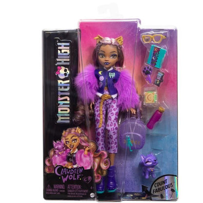 Monster High-Clawdeen Wolf-Doll with Crescent Dog and Accessories HRP65