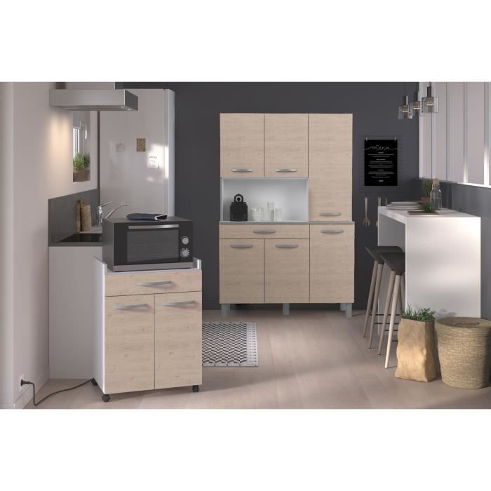 Oslo served 60 cm - 1 drawer and 1 door - L 60 x D 44 x H 81 cm - Chene color
